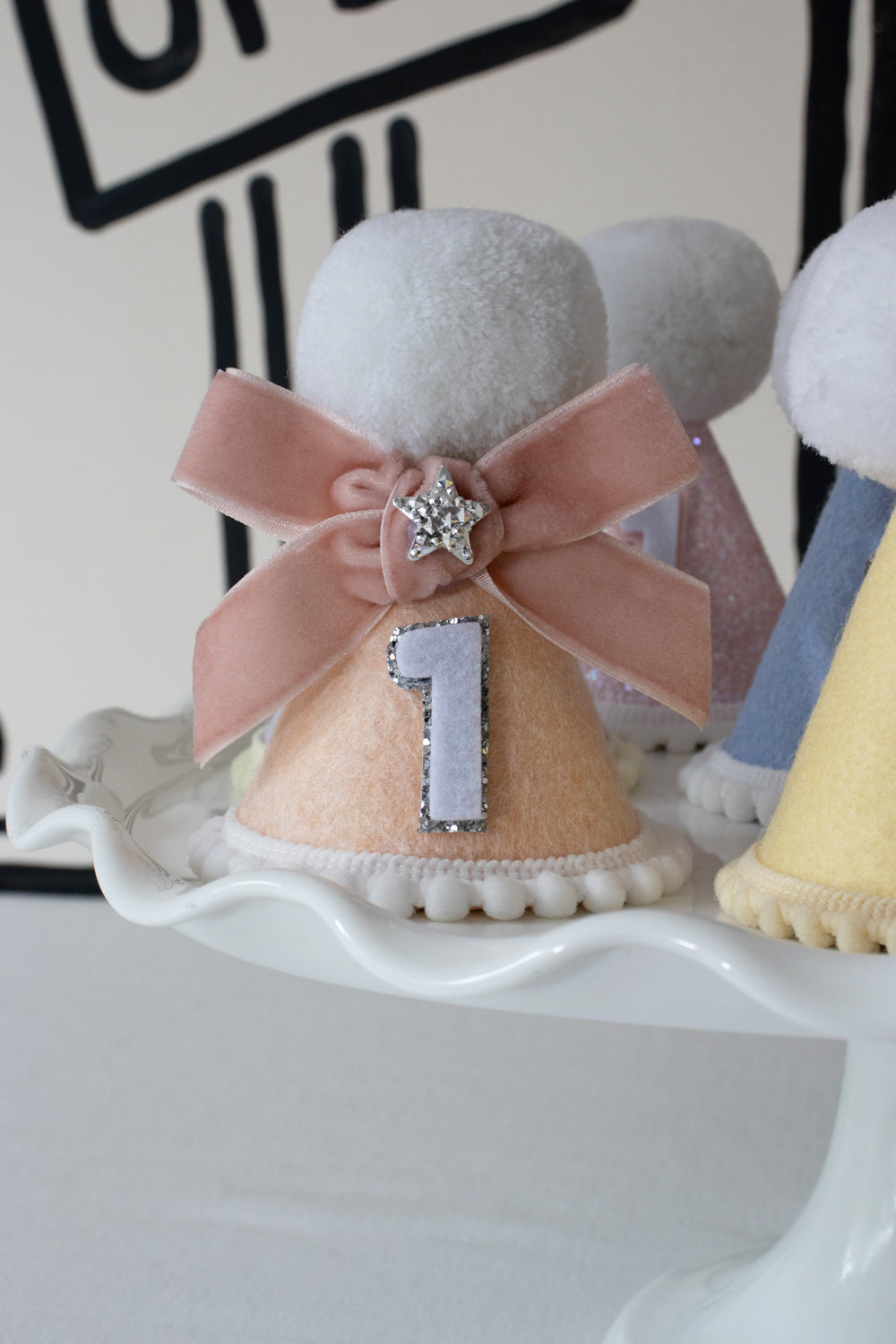 Peach Bow Felt Party Hat